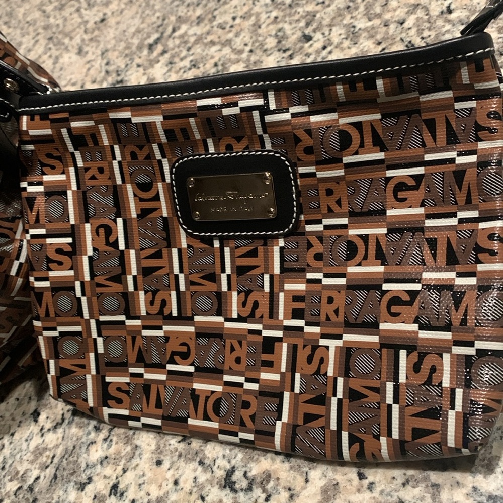 LMT: Salvatore Ferragamo Shoulder Brown Pouch Attached Handbag -NWOT - Picture 6 of 16
